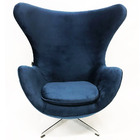 Poltrona Egg Tecido Veludo Azul Marinho Base Alumínio Com Rel