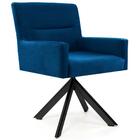 Poltrona Eiffel Preto Angel Veludo Azul