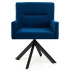 Poltrona Eiffel Preto Angel Veludo Azul