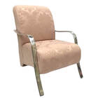 Poltrona Elis Braço Cromado Jacquard Rosê