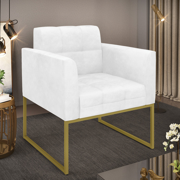 Poltrona Elisa Corano Base Metálica Industrial Dourado D03 -