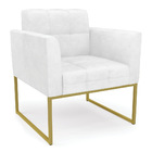 Poltrona Elisa Corano Branco Base Metálica Industrial Dourado