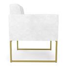 Poltrona Elisa Corano Branco Base Metálica Industrial Dourado