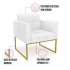 Poltrona Elisa Corano Branco Base Metálica Industrial Dourado