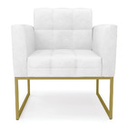 Poltrona Elisa Corano Branco Base Metálica Industrial Dourado