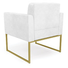 Poltrona Elisa Corano Branco Base Metálica Industrial Dourado