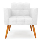 Poltrona Elisa Corano Branco Pés Palito Castanho D03 - D'rossi