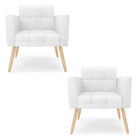 Poltrona Elisa Corano Branco Pés Palito Natural D03 - D'rossi