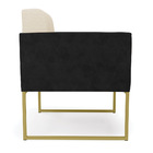 Poltrona Elisa Corano Com Linho Bege A19 Base Metálica Dourad