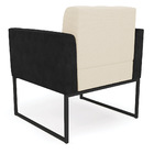 Poltrona Elisa Corano Com Linho Bege A19 Base Metálica Preto