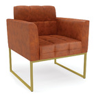 Poltrona Elisa Corano Nozes Base Metálica Industrial Dourado