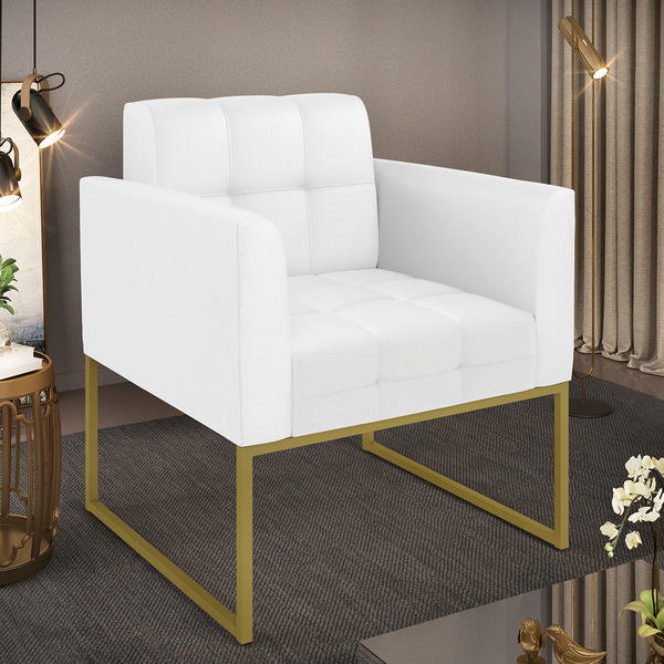 Poltrona Elisa Corino Base Metálica Industrial Dourado D03 -