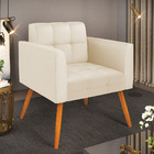 Poltrona Elisa Corino Bege Pés Palito Castanho D03 - D'rossi