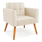 Poltrona Elisa Corino Bege Pés Palito Castanho D03 - D'rossi