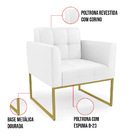 Poltrona Elisa Corino Branco Base Metálica Industrial Dourado