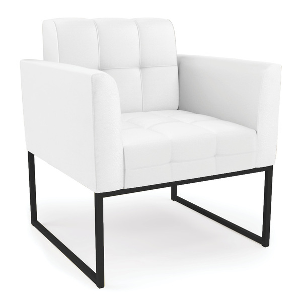 Poltrona Elisa Corino Branco Base Metálica Industrial Preto D