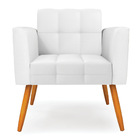 Poltrona Elisa Corino Branco Pés Palito Castanho D03 - D'rossi