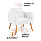 Poltrona Elisa Corino Branco Pés Palito Castanho D03 - D'rossi