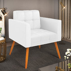 Poltrona Elisa Corino Branco Pés Palito Castanho D03 - D'rossi