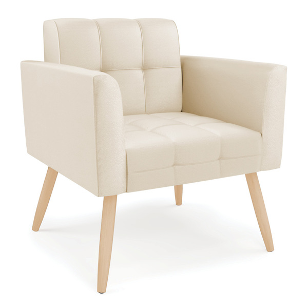 Poltrona Elisa Corino Pés Palito Natural D03 - D'rossi - Bege