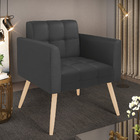 Poltrona Elisa Corino Pés Palito Natural D03 - D'rossi - Preto