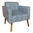 Poltrona Elisa Geométrico Azul D03 Pés Palito Castanho D'rossi