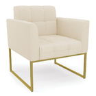 Poltrona Elisa Linho Base Metálica Industrial Dourado D03 - D