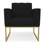 Poltrona Elisa Linho Base Metálica Industrial Dourado D03 - D