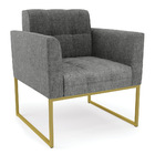 Poltrona Elisa Linho Base Metálica Industrial Dourado D03 - D