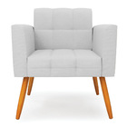 Poltrona Elisa Linho Cinza A05 Pés Palito Castanho D03 - D'ro