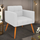 Poltrona Elisa Linho Cinza A05 Pés Palito Castanho D03 - D'ro