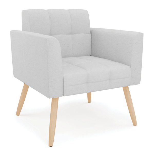 Poltrona Elisa Linho Cinza A05 Pés Palito Natural D03 - D'ros