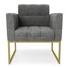 Poltrona Elisa Linho Grafite A26 Base Metálica Industrial Dou