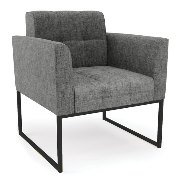 Poltrona Elisa Linho Grafite A26 Base Metálica Industrial Pre