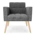 Poltrona Elisa Linho Grafite A26 Pés Palito Natural D03 - D'r