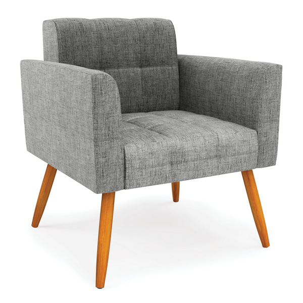 Poltrona Elisa Linho Pés Palito Castanho D03 - D'rossi - A26