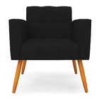 Poltrona Elisa Linho Preto A79 Pés Palito Castanho D03 - D'ro