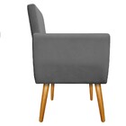 Poltrona Elisa Pés Palito Mel Suede Cinza - Amarena Móveis