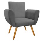 Poltrona Elisa Pés Palito Mel Suede Cinza - Amarena Móveis