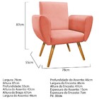 Poltrona Elisa Pés Palito Mel Suede Coral - Amarena Móveis