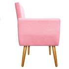 Poltrona Elisa Pés Palito Mel Suede Rosa Bebê - Amarena Móveis