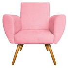 Poltrona Elisa Pés Palito Mel Suede Rosa Bebê - Amarena Móveis