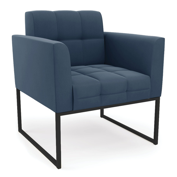 Poltrona Elisa Suede Azul Marinho Base Metálica Industrial Pr