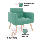 Poltrona Elisa Suede Azul Turquesa Pés Palito Natural - D'ros