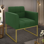 Poltrona Elisa Suede Base Metálica Industrial Dourado D03 - D