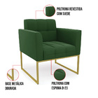 Poltrona Elisa Suede Base Metálica Industrial Dourado D03 - D