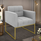 Poltrona Elisa Suede Base Metálica Industrial Dourado D03 - D