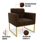 Poltrona Elisa Suede Base Metálica Industrial Dourado D03 - D