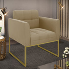 Poltrona Elisa Suede Base Metálica Industrial Dourado D03 - D
