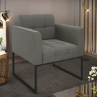 Poltrona Elisa Suede Base Metálica Industrial Preto D03 - D'r